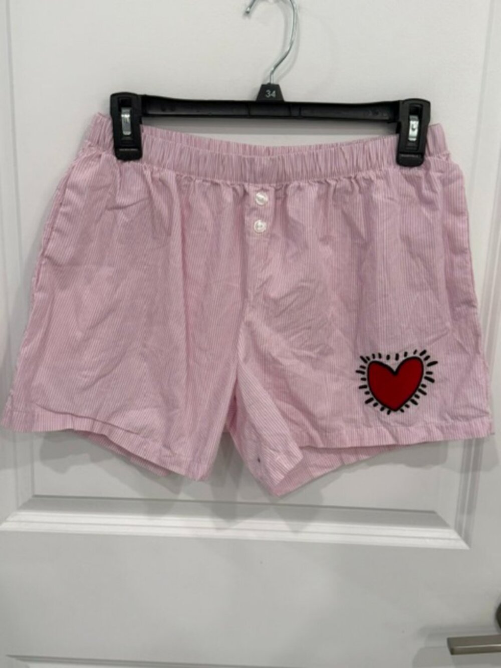 Keith Haring Pink & White Stripe Pajama/Lounge Shorts